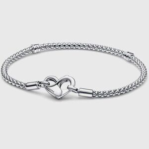 Pandora Moments 925 Sterling Silver Studded Chain Bracelet 7.5 Authentic New